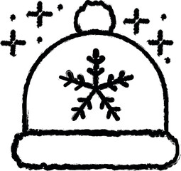 Poster - Hat snowflake clothes vector icon in grunge style