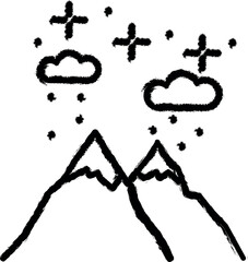 Poster - Mountains cloud snow vector icon in grunge style