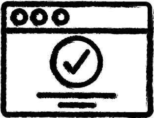 Aufkleber - Browser, web site, check mark, approve vector icon in grunge style