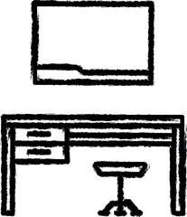 Aufkleber - Workplace, work table vector icon in grunge style