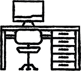 Aufkleber - Workplace, work table vector icon in grunge style