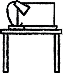 Aufkleber - Workplace, work table vector icon in grunge style