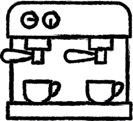 Poster - Workplace, coffee machine vector icon in grunge style
