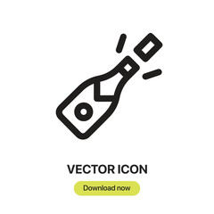 Aufkleber - Champagne icon vector. Linear-style sign for mobile concept and web design. Champagne symbol illustration. Pixel vector graphics - Vector.	
