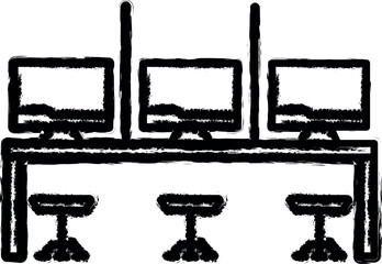 Aufkleber - Workplace, work table vector icon in grunge style