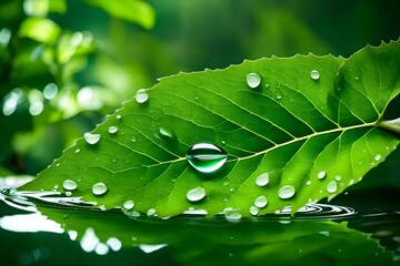 water drops on leaf