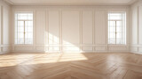 Fototapeta  - empty modern classic room with white walls and wooden floors. empty wall mockup