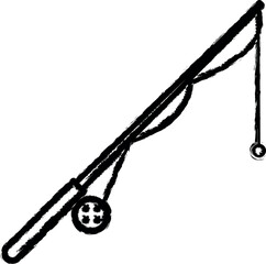 Poster - fishing rod vector icon in grunge style