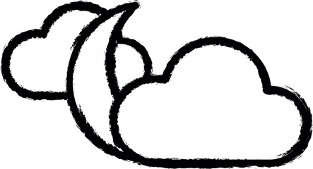 Aufkleber - the moon behind the clouds vector icon in grunge style