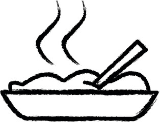 Aufkleber - hot food in a plate vector icon in grunge style