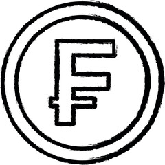 Poster - coin franc vector icon in grunge style