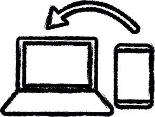 Aufkleber - synchronize smart phone with laptop vector icon in grunge style