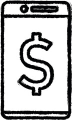 Poster - dollar in a smart phone vector icon in grunge style