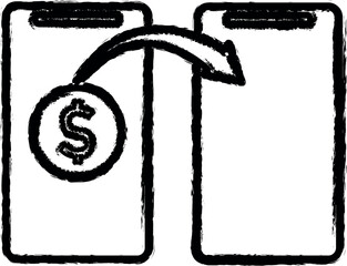 Aufkleber - money transfer mobile banking vector icon in grunge style