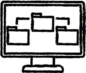 Aufkleber - folders on the monitor vector icon in grunge style