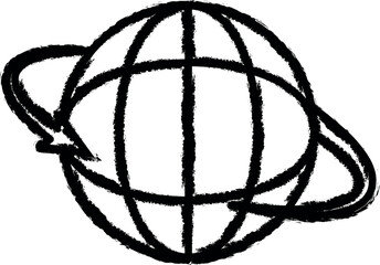 Poster - arrow globe vector icon in grunge style