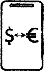 Poster - mobile banking currency exchange vector icon in grunge style