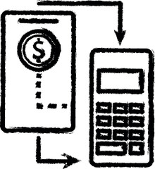 Aufkleber - charging money in mobile banking vector icon in grunge style