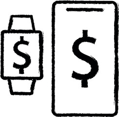 Aufkleber - synchronization with smart watches vector icon in grunge style