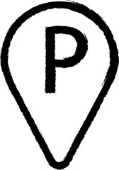 Aufkleber - pin parking vector icon in grunge style