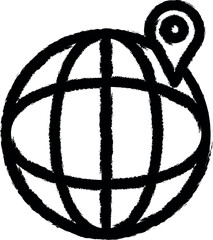 Poster - pin on the globe vector icon in grunge style