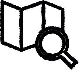 Aufkleber - magnifier on the map vector icon in grunge style