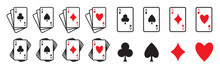 Playing Card Gambling Icon Symbol, Spade Clover, Heart, Diamond