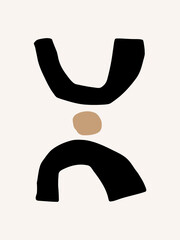 Poster - modern abstract organic shapes art print. trendy neutral colors wall art design.