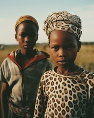 Wall Mural - Two African children in a field