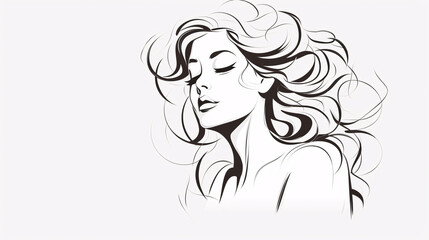 Wall Mural - Clean Outline Drawing of a Fashionable Woman, with Delicate Thin Lines and No Distractions.