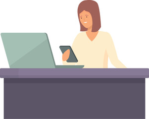 Poster - Studio person digital lady desk icon cartoon vector. Interior chair. Pose studio