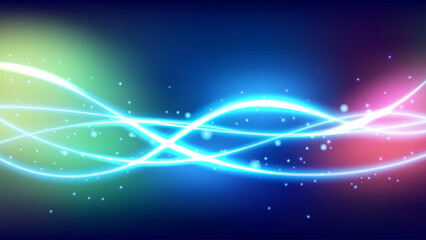 Wall Mural - Glowing Blurred Neon on Colorful Background, Vector Illustration