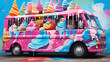 Painted colorful ice cream van