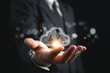 © pornnipa - Businessman showing to virtual artificial intelligence with cloud computing technology transformation and internet of thing. Cloud technology management big data include business strategy.Data storage