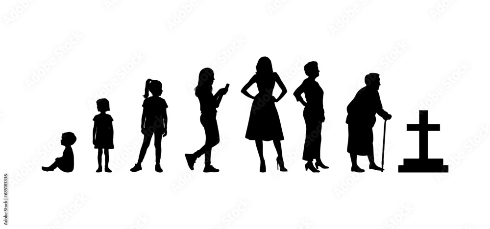 vector illustration. Set of people of different ages. Growing up of a ...