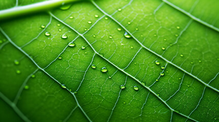 Wall Mural - Macro photography of green leaf. 