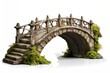 wood bridge with rocks columns, isolated on transparent background, png	