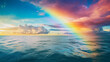 Rainbow over the ocean waters. 
