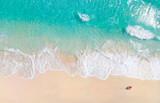 Fototapeta Zachód słońca - Cancun beach with white sand and blue waves