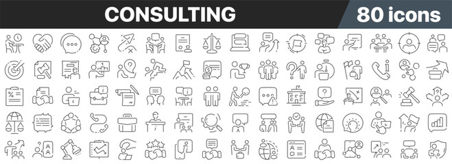Aufkleber - Consulting line icons collection. Big UI icon set in a flat design. Thin outline icons pack. Vector illustration EPS10