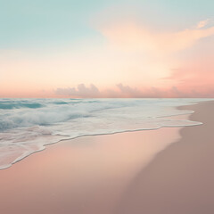Sticker - a minimalist beach at dawn with soft pastel hues