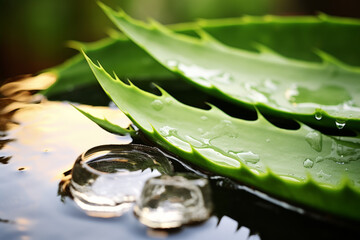 Fresh Aloe Vera with reflection