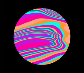 Poster - Circle with organic psychedelic pattern in acid vibrant colors. Template for a logotype in op-art contemporary style.