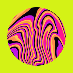 Poster - Circle with organic psychedelic pattern in acid vibrant colors. Template for a logotype in op-art contemporary style.