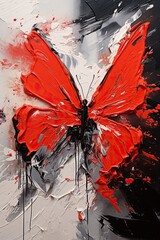 Poster - Vibrant Butterfly Painting on Blue Background