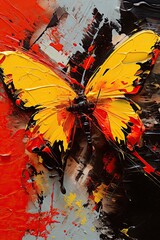 Poster - Vibrant Butterfly Painting on Blue Background
