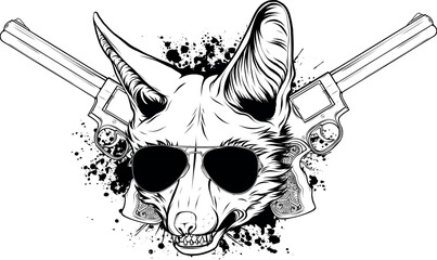 Poster - Fox head outline sketch vector. Hand drawn linear illustration.