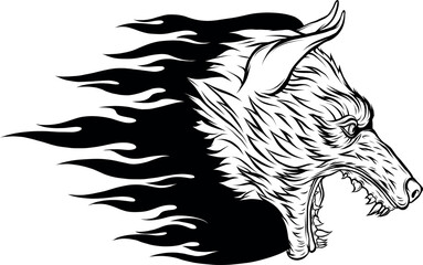 Poster - Vector illustration of Wolf head. Outlined drawing.