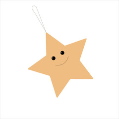 Wall Mural - christmas star, golden star, christmas tree toy, cartoon star
