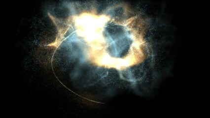 Wall Mural - Golden and Blue Glitter Spiral Particles Loop Background Transparent Video. Glittering particles animated on Transparent background